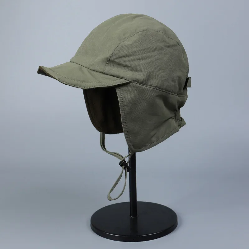 Japanese Retro Solid Color Velvet Pilot Hat Winter Outdoor Warm Ear Protection Windproof Skiing Bomber Hats Men and Women Winter Hat Earflap Hat