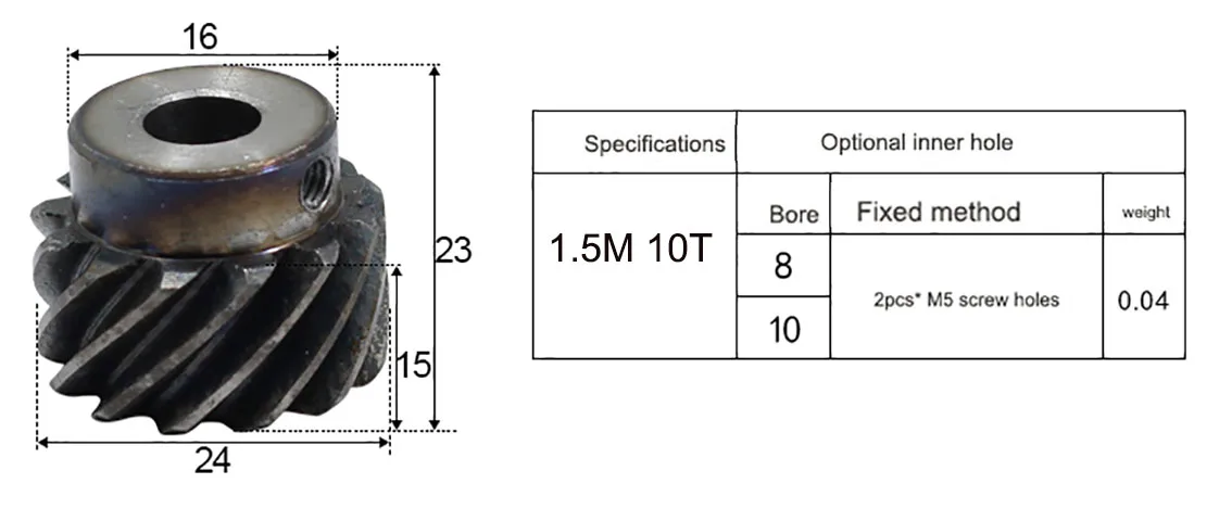 Description Picture 5 of item1pcs 1.5M 10-50 Teeth 45 Degree Right Helical Gear Staggered Gear Bore 8mm 10mm 12mm 14mm 15mm Machinery Transmission Parts