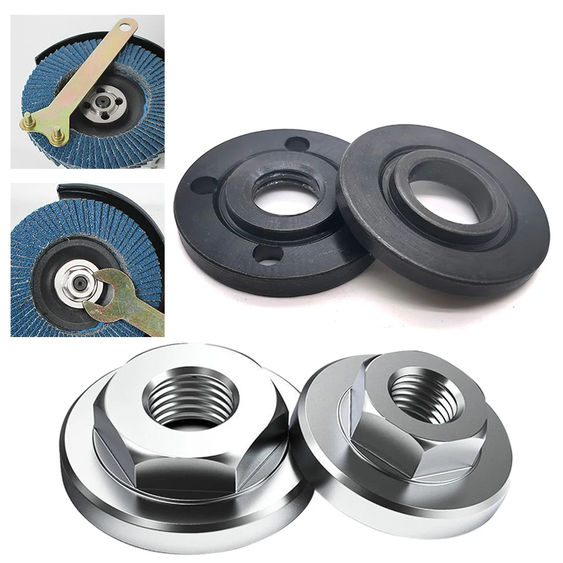 

2Pcs M10/M14 Thread Replacement Angle Grinder Metal Pressure Plate Inner Outer Flange Nut Set Tools for 10mm/14mm Spindle Thread