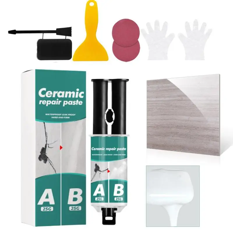 Tile Repair Paste Kit Magiic Acrylic Repair Glue Set For Repairing Cracks Dents Tile Repair Paste With Repair Tools For Holes