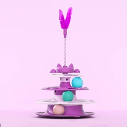 Interactive Pet Play Kit: Cat Turntable & Funny Ball Set (Purple)