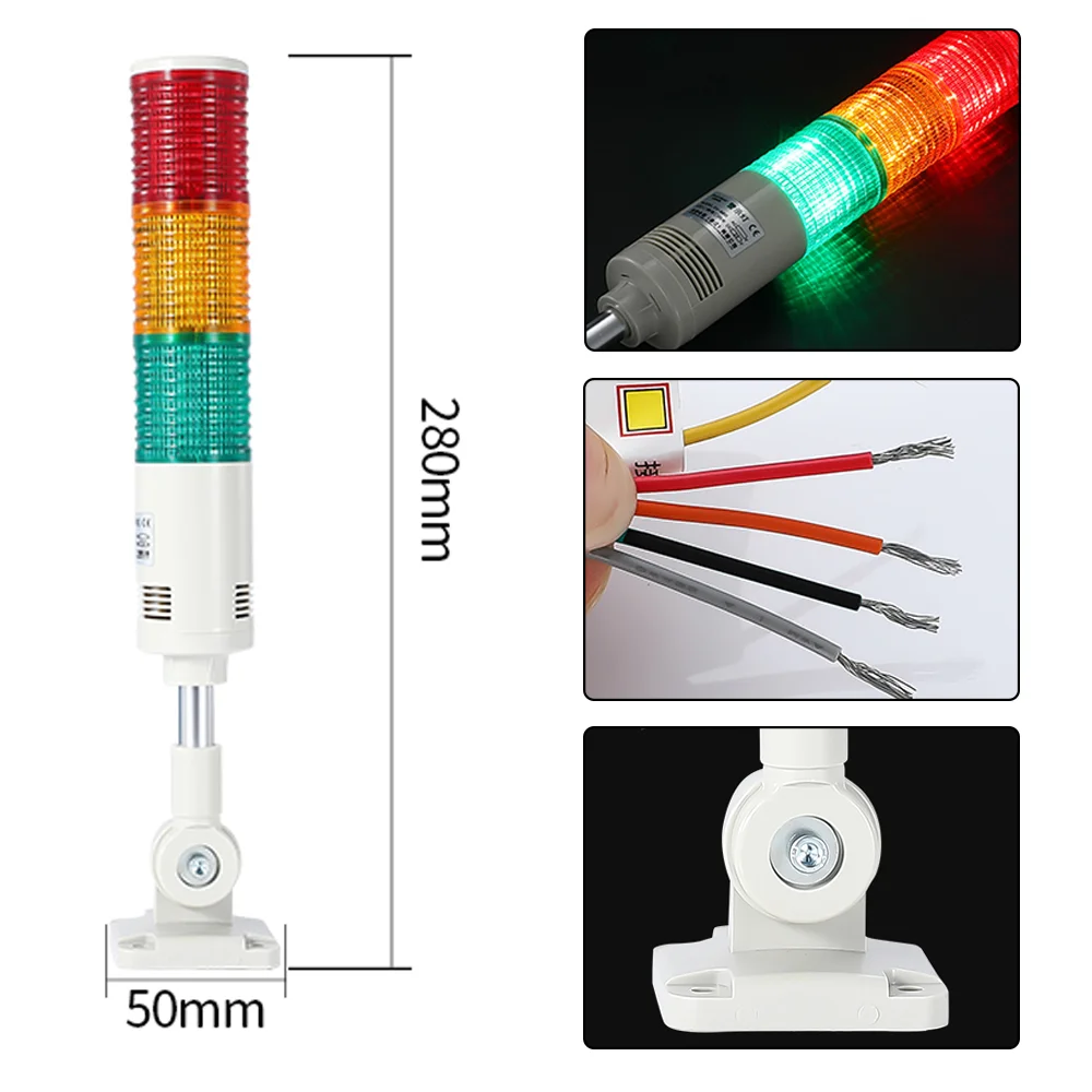 Rotatable 180 Stack Light Buzzer Red Orange Amber Green Warning Light