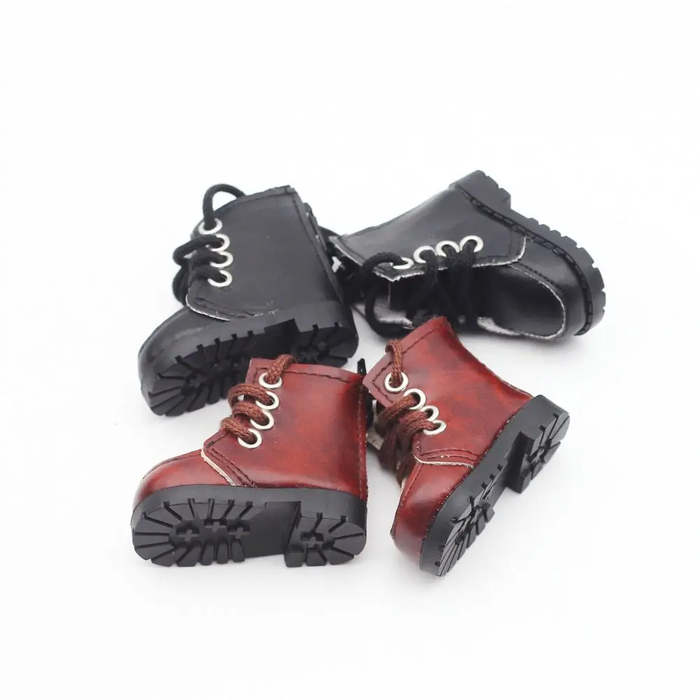 DIY Leather Material Doll Shoes Brown/Black Fashion Casual Wear Shoes College Style Doll Gift Toys 20cm Cotton Doll