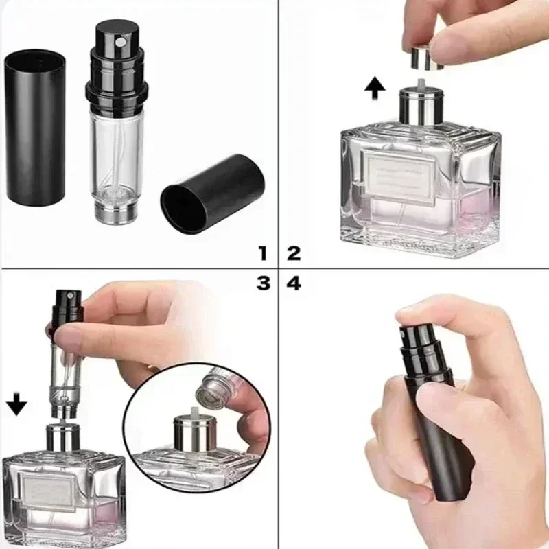 Mini Aluminum Spray Perfume Atomizer 5ML Empty Refillable Storage Bottle Portable Cosmetics Traveling