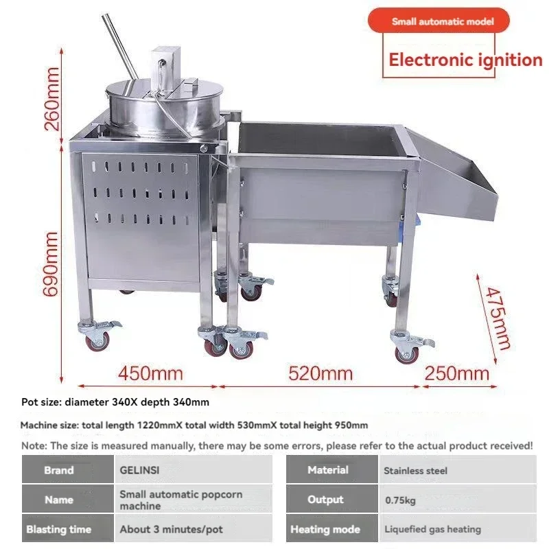 Large Medium and Small Popcorn Machine Gas Vertical Explosive Grain Machine Glings Automatic Flow Stall