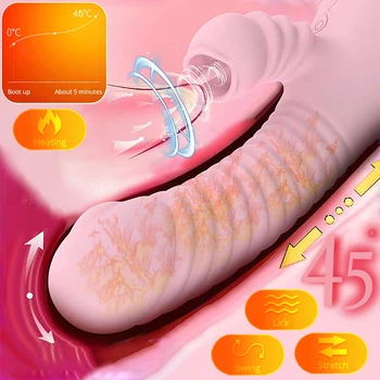 30 Speeds Heating Telescopic Vibrators Dildos for women Sex Toys Penis Vibrator female Rechargeable sucking machine 2