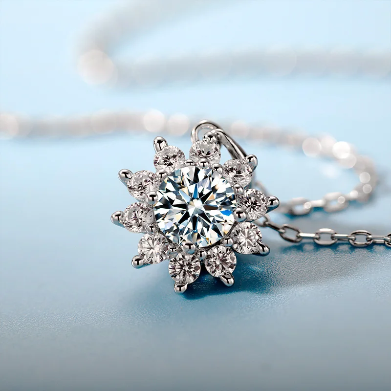 

1ct 2ct Moissanite 925 Sterling Silver Necklace White Gold Plated D Color VVS1 Solitaire Necklaces Jewelry For Women Gift