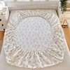 Floral Style Fitted Sheet Pure Cotton Bed Cover Skin-friendly Bed Sheets couvre lit Adults Kids Bed Linen (No Pillowcase) 6