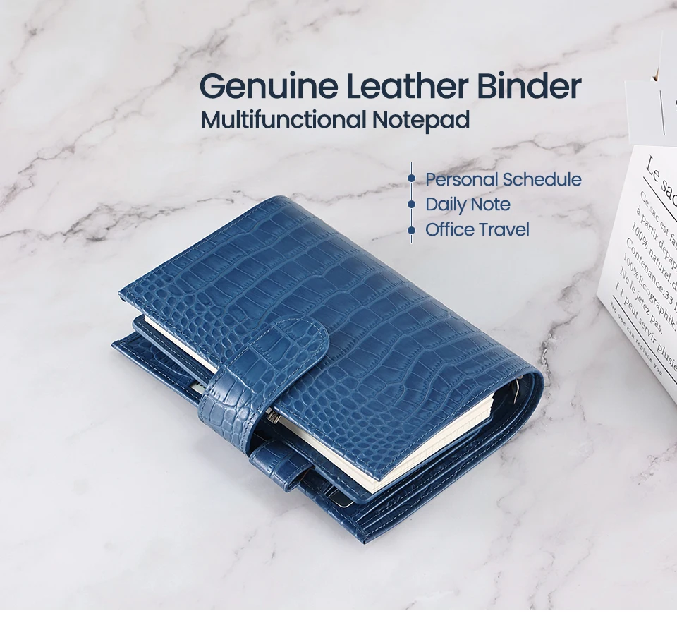 JOYIR Full Grain Leather Personal Ring Planner Binder Card Holder Organizer with 30 MM Rings Notebook Diary Journal  Create Gift