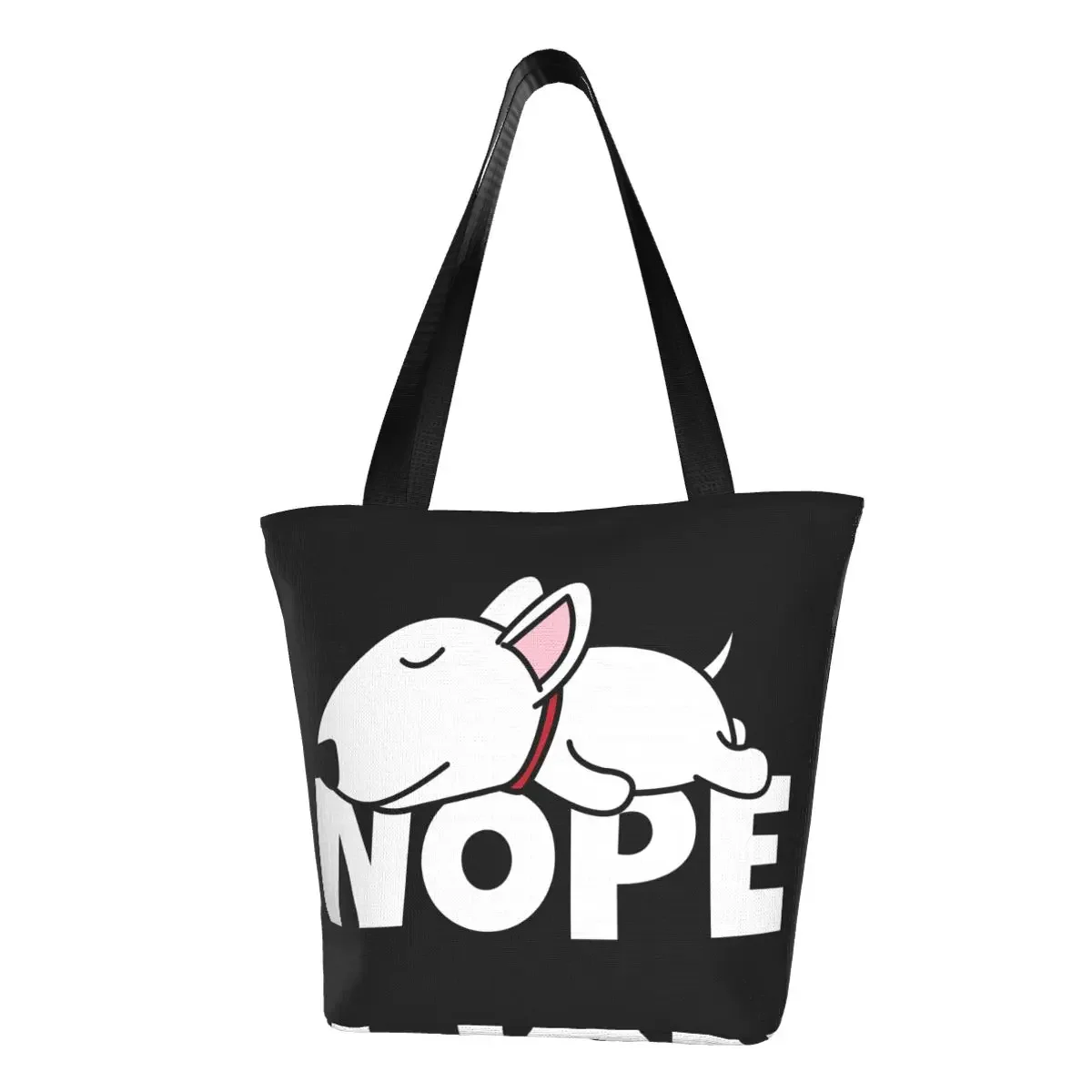 

Сумка для покупок с собакой Recycling Nope Bull Terrier, Женская Холщовая Сумка-тоут через плечо, моющиеся сумки для покупок для продуктов