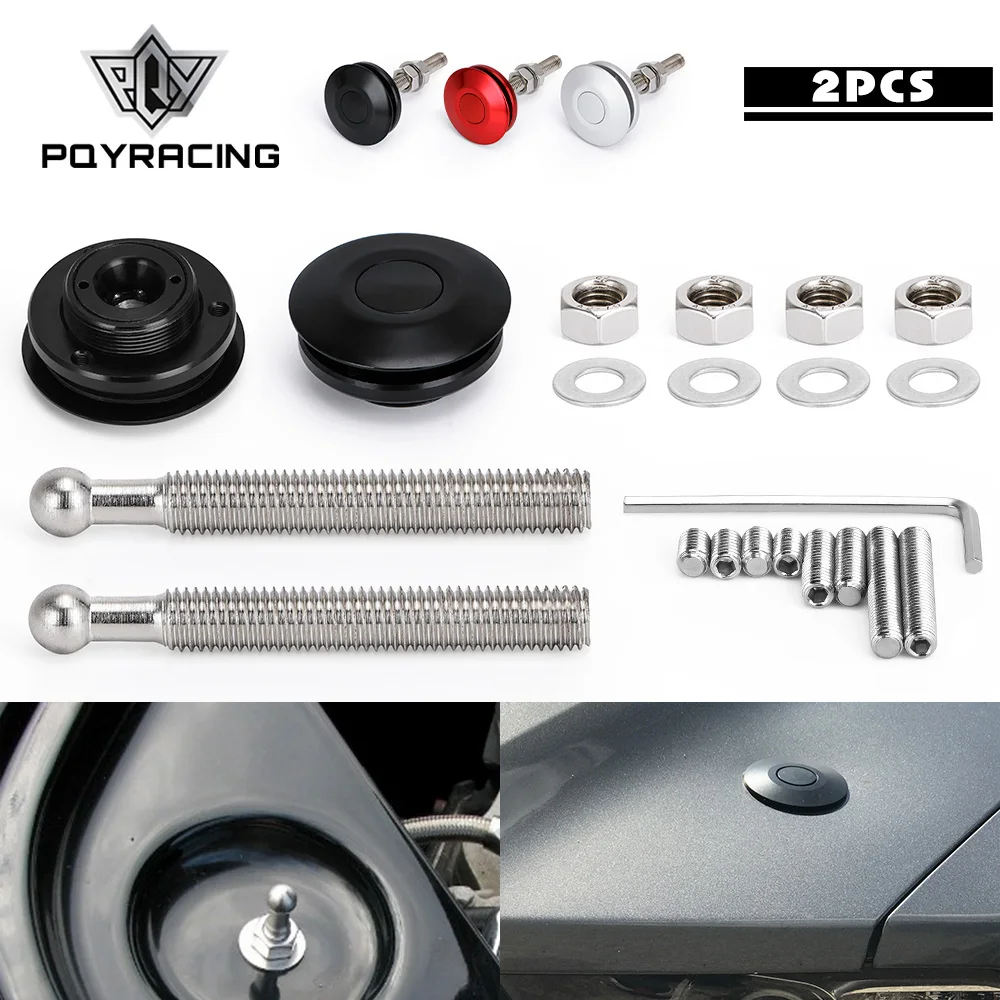 Hood Pins Kit Sport Universal Push Button Billet Hood Pins Lock Clip Kit Car Quick Latch For FORD Mustang 4.6L V8 96-04 PQY-HP31BK