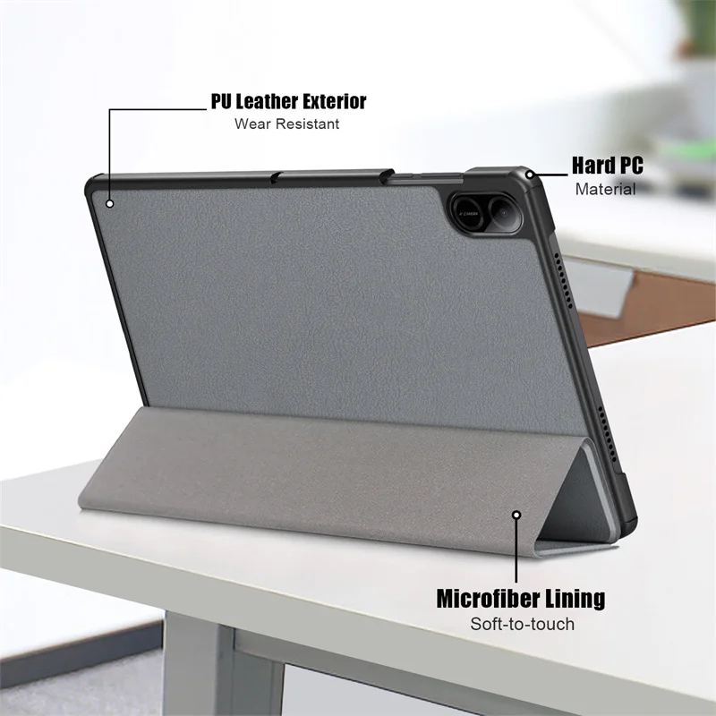 Elegant Trifold Magnetic Leather Tablet Case - Stand Hard Cover