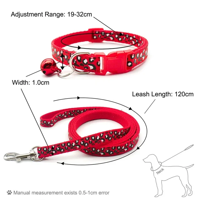 New Pet Leash and Collar Set Dog Chain with Cute Leopard Print Small Cat and Dogs Collar Out Walk Dog Leash Vest Pet Supplies 2