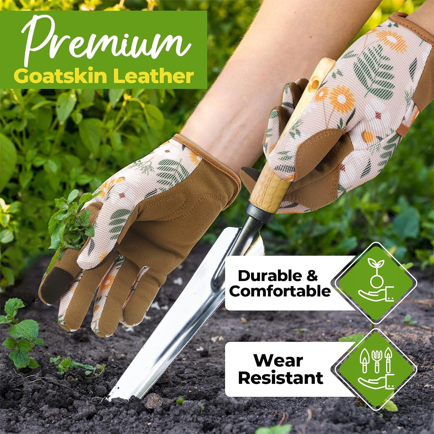 Gardening Gloves for Men Women, Breathable Ladies Leather Garden Yard Gloves Best Gift for Gardeners