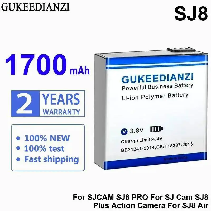 Batterie longue durée 1800mAh pour SJCAM SJ10, insérée dans une caméra d'action, prête à l'emploi.