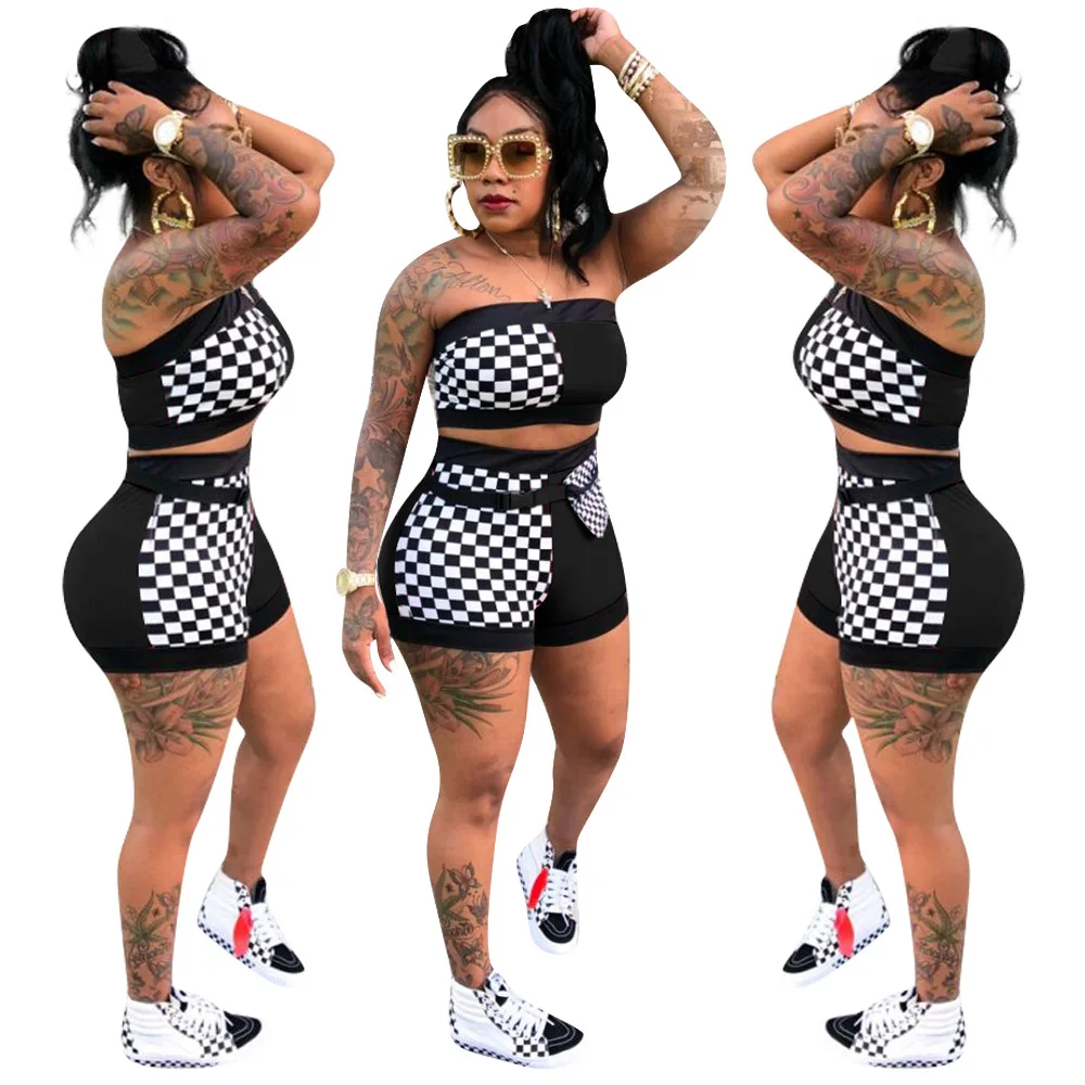 Primavera e Verão Conjunto de Duas Peças com Cinto Nova Venda Quente Sexy Feminino Cor Combinando Peito Shorts Casual Terno Esportivo 2022 21 Computers & Electronics