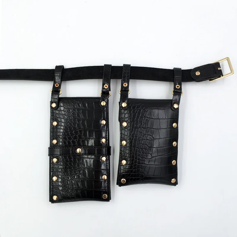 2 Piece Women's Belt Bag Luxury Designer Tactical Waist Bags Female Leather Flap Fanny Pack Shoulder Crossbody Chest Bag Purse