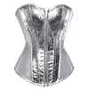 Sapubonva corset bustier top women vintage style gold silver overbust corset leather nightclub sexy korsett lingerie strapless