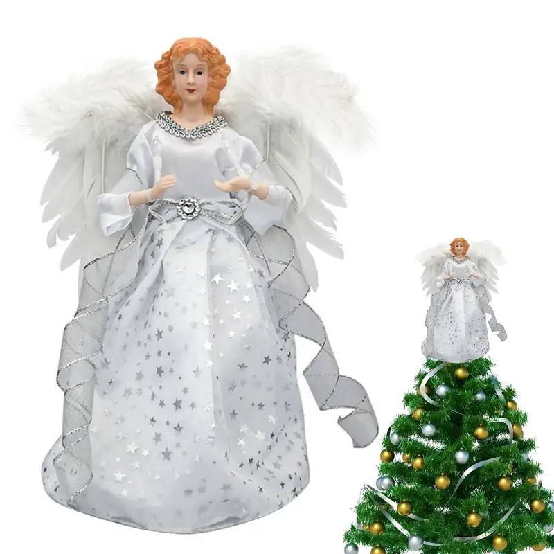 Christmas Tree Topper Angel With Feather Wings Christmas Tree Topper