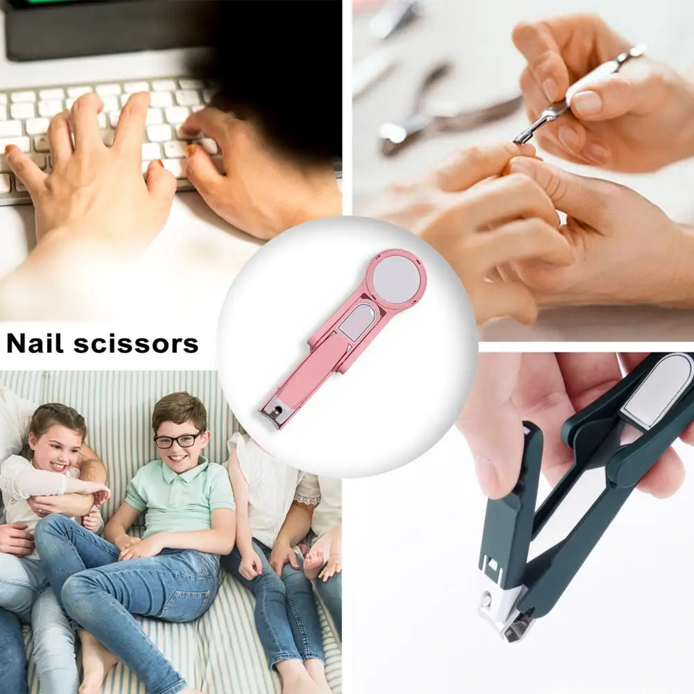 Nail Scissors with Magnifying Glass Practical Anti-splash Nail Clippers for Elderly Hands