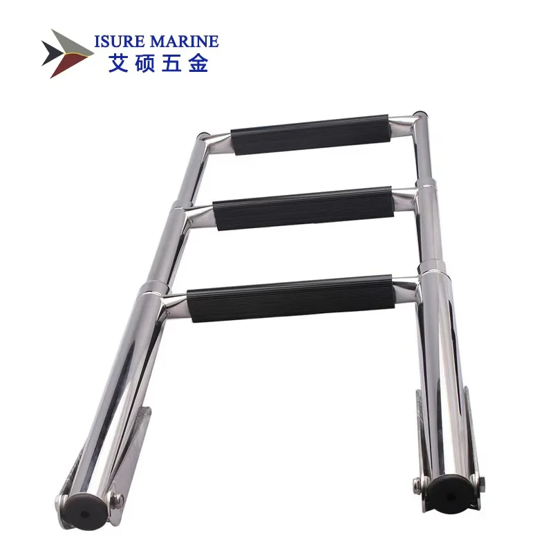 ISURE MARINE 3단계 보트 11'' 사다리 요트 광택 스테인레스 스틸 망원경 사다리