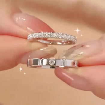 1Pc Кольцо Couple Rings Trendy Resizable Ring Fashion Charm Jewelry for Women Men Silvery Engagement Ring Popular Gift Кольца