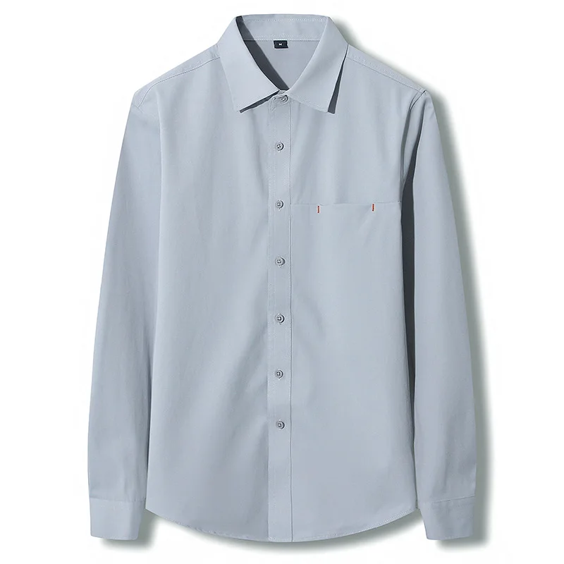 Long Sleeve Shirts Men Fashion Casual Black Solid Color Shirts Spring Autumn Long Sleeve Blouse