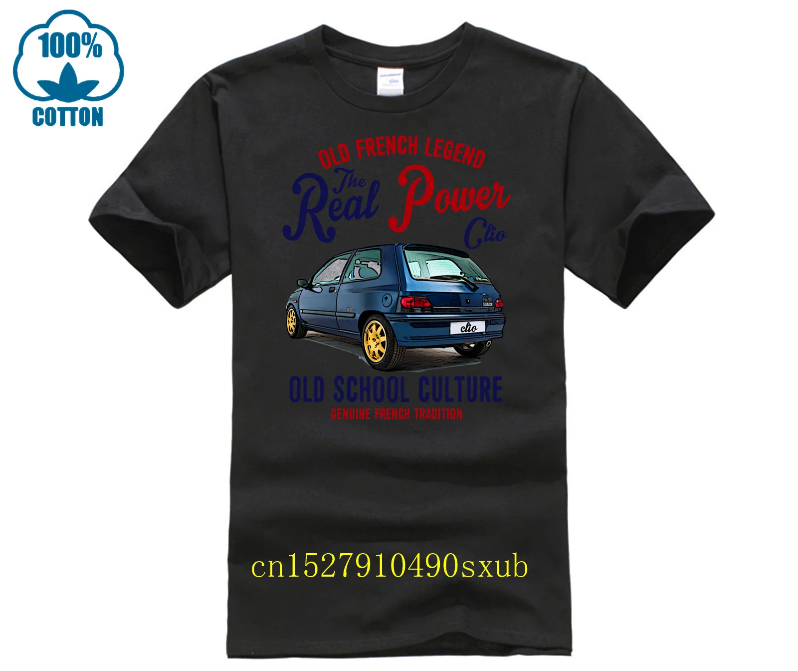 Vintage French Car Williams Clio 1 Nuova Maglietta In Cotone