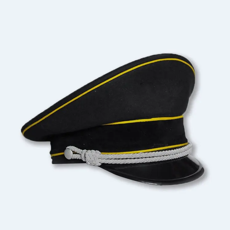 WW2 Army Cap Collectibles Black Officer Large Brimmed Hats Woolen