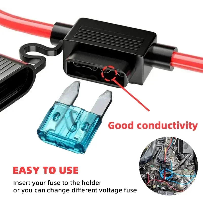 Car Inline Fuse Holder 18AWG Wiring Harness 15AMP Mini Blade Adapter for 12V Wire Cutoff Switch Socket Damp Proof Splash 1/10pcs fuse holder