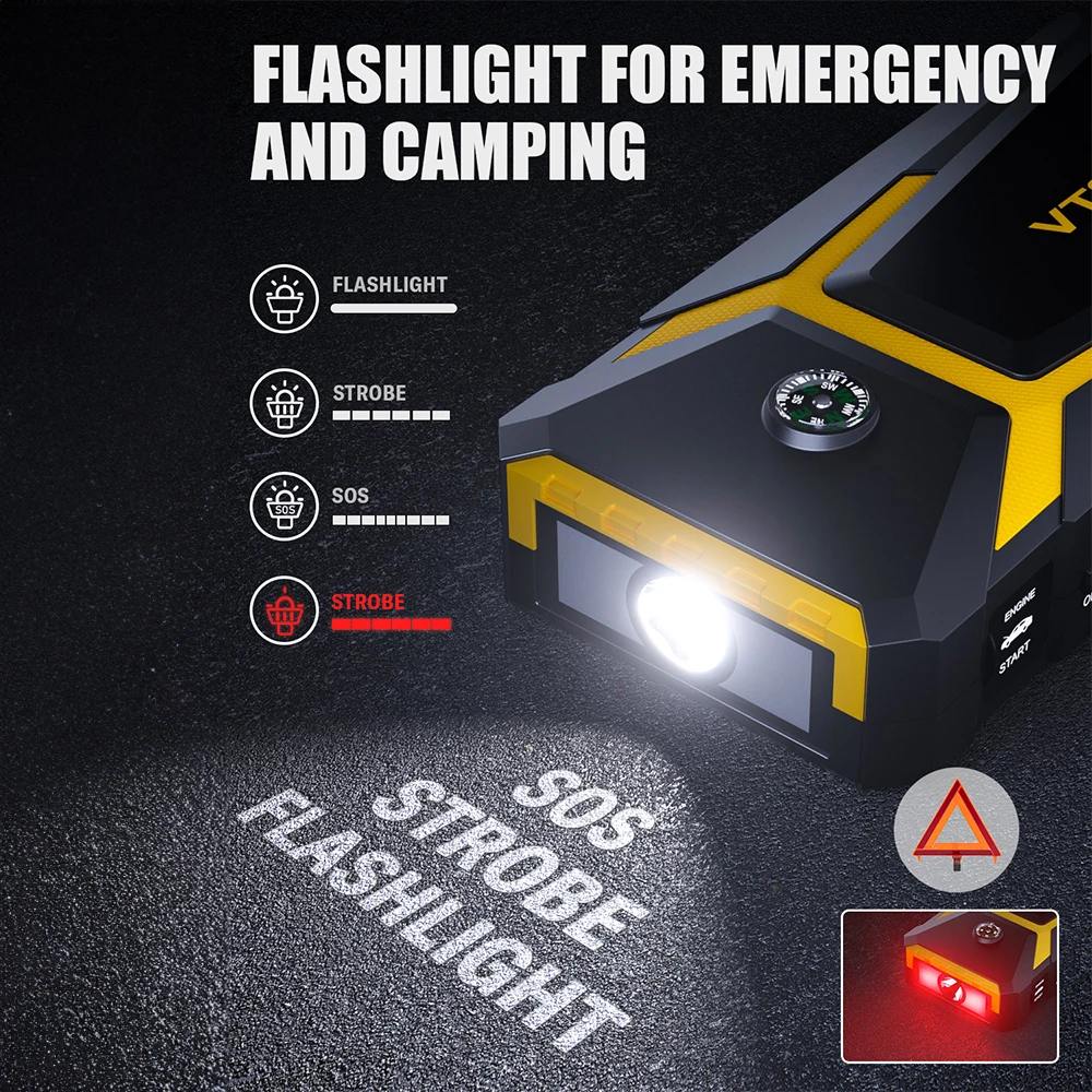 VTOMAN V8 Pro 3000A Car Jump Starter Power Bank 55.5Wh Car Starting Device Fast Charging Battery Charger Booster