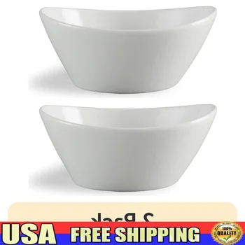 2-Pack White Porcelain Wavy Serving Bowls 1