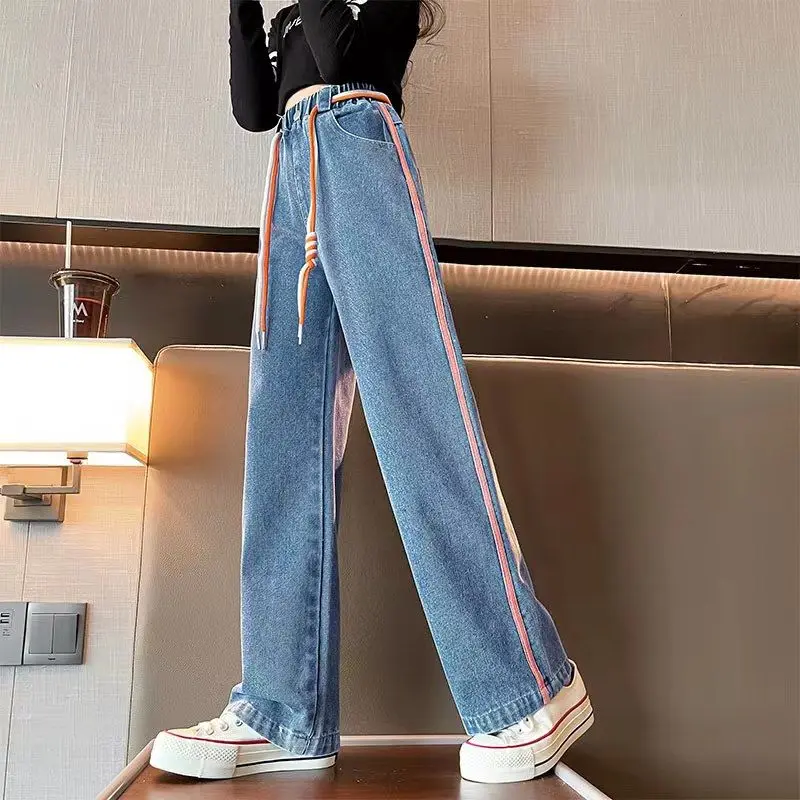 여아용 데님 청바지 바지, 2023 봄 가을 데님, 여아용 캐주얼 스타일 의류, 110-160cm
