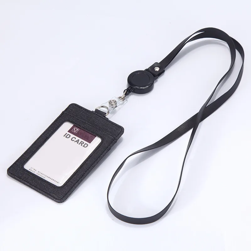 Retractable Lanyards ID Badge Holder Leather Porte Bus Pass Case Cover slip Men Women's Bank Credit Card Holder Strap wallet card holder,card holder,credit card holder,id card holder,id card case