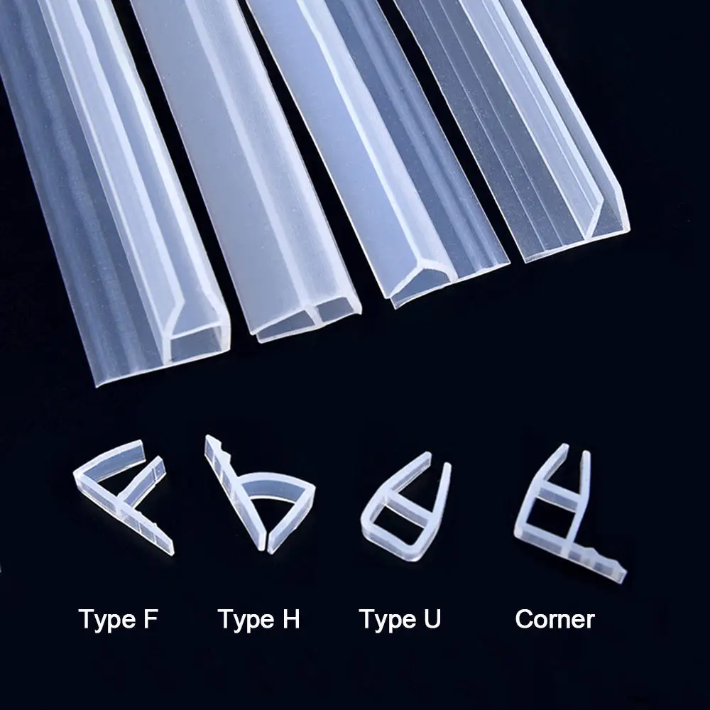 Shower door seal 100cm shower screen seal strip PVC for 1 to 10mm glass gap glue-free waterproof weatherstrip