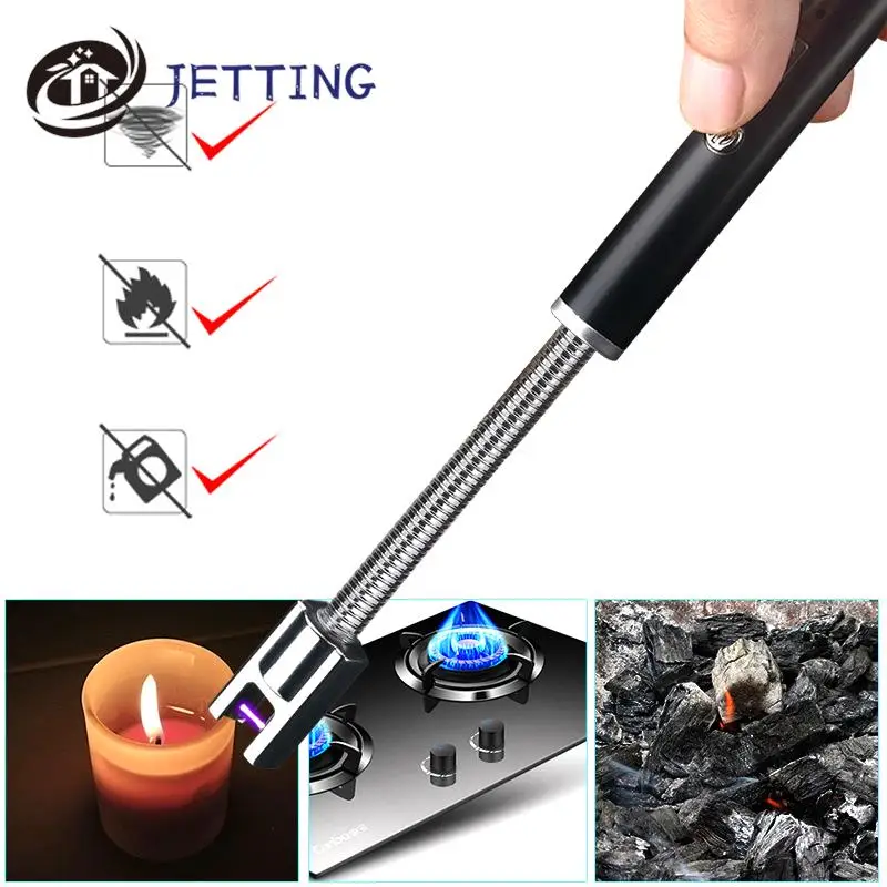 360&deg; Electric Arc BBQ Lighter USB Windproof Flameless Plasma Ignition Long Gas Lighter For Candle Gas Stove Kitchen Tool bbq lighter,electric arc igniter