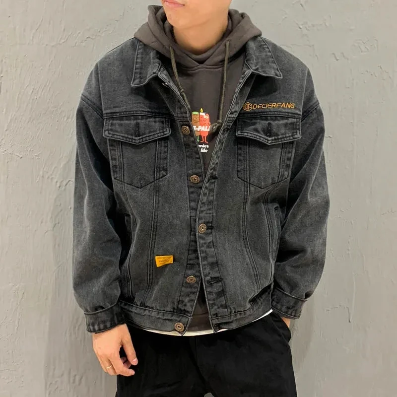 2024 New Spring And Autumn Men's Denim Jacket Korean Version High-Quality Single Breasted Men's Outdoor Trend Loose Jacket Top