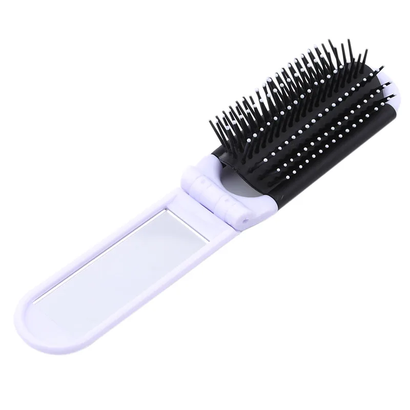 

1Pc New Fashion Portable Folding Hair Brush With Mirror Compact Pocket Size Purse Travel Comb Professional Travel Hair Combs