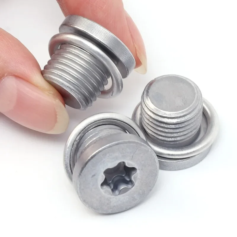 20~2Pcs Car Engine Oil Pan Drain Plug Kit Aluminium Washer NO138157 N91167901 Suitable for Volkswagen Audi Oil Pan Drain Screws Oil Drain Plug Gasket