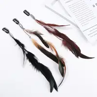 Pinces à cheveux en plumes colorées pour femmes, ULà cheveux, bande de sauna, coiffure fantaisie, fête, mode, extension de cheveux en plumes 5