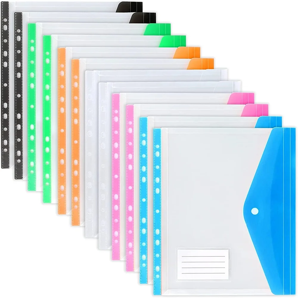 

A4 Size Plastic File Folders Wallets Colorful Document Files Envelope Bags for School Office Home Supplies Wholesale