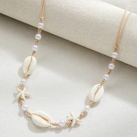 1 piece of resin shell necklace for vacation beach wind, turquoise, starfish, woven choker necklace - Image 4