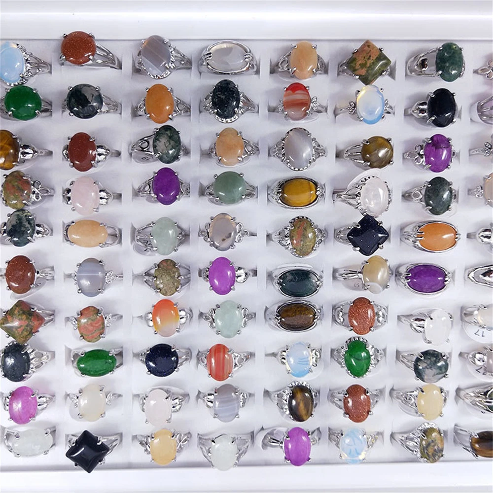 

10pcs/lot Mix Stone Ring for Women Rose Gold Color Wedding Engagement Charm Jewelry Party Accessories Anillos