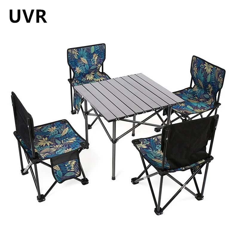 UVR Folding Camping Table and Chairs Family Travel Omelet Chairs Multi-functional Portable Outdoor Folding Table and Chairs Set