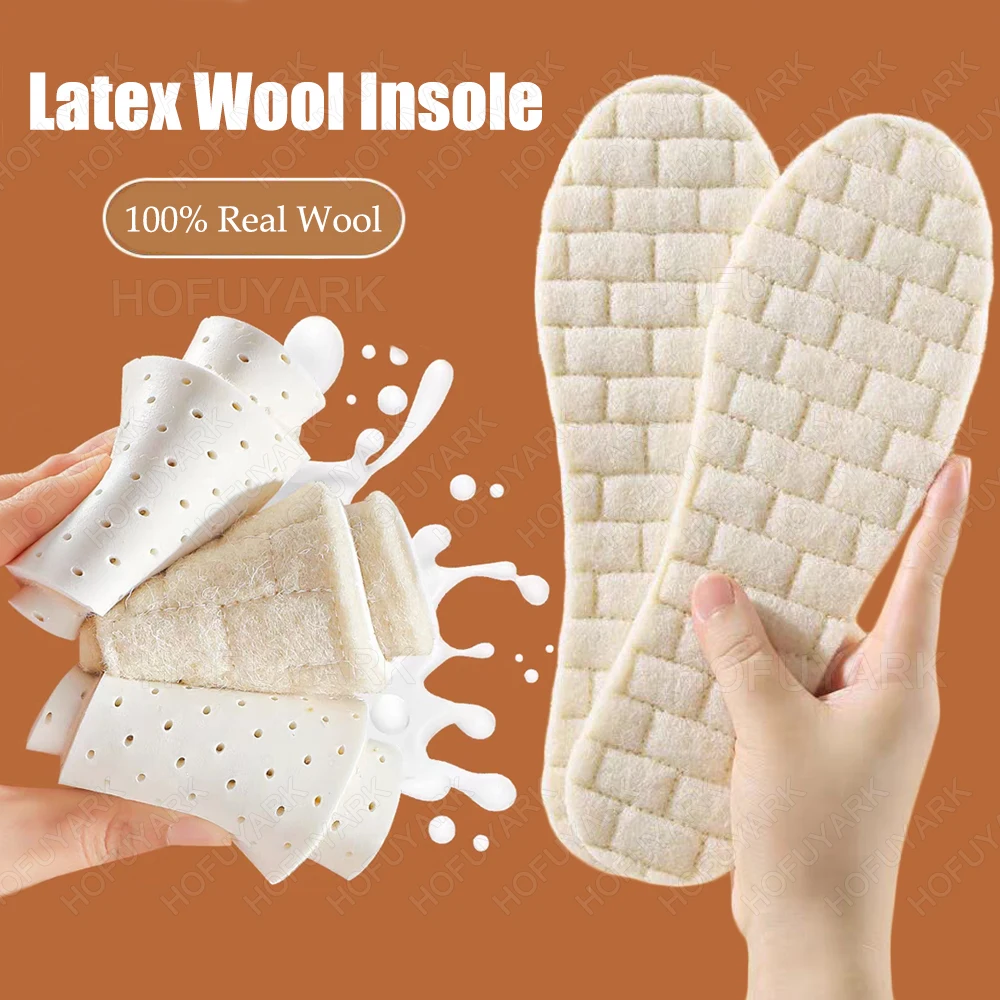 Echte Wolle Latex Einlegesohlen für Schuhe Mann Frau Winter Füße Wärmer Sohlen Weiche Echte Schafe Pelz Einlegesohlen Schnee Stiefel Thermische Schuh Pads – Detail 1