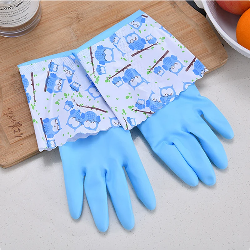 Haushalts handschuhe latex freie Reinigungs handschuhe extra lange Manschette 47cm und Vinyl strukturierter Griff 1 Paar