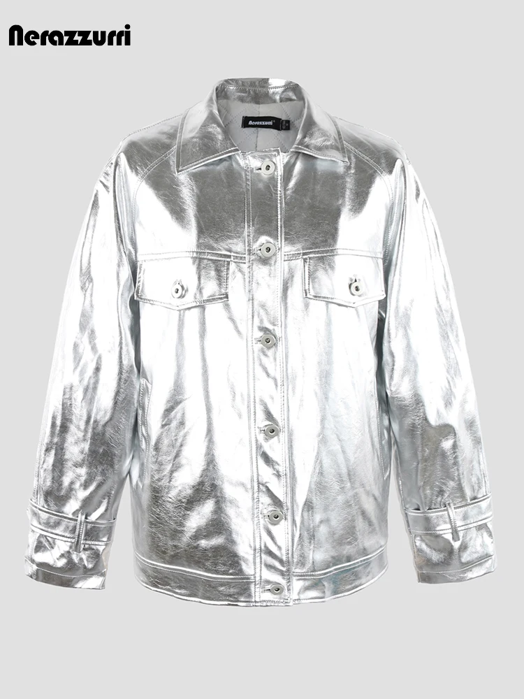 nerazzurri-autumn-winter-shiny-reflective-silver-patent-pu-leather-jacket-men-with-raglan-long-sleeve-unisex-quilted-clothes