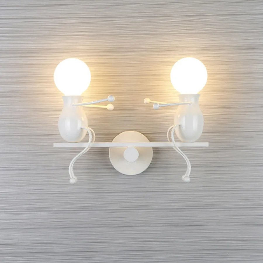 Modern Creative Wall Lamp Cartoon Robot Sconce Lamps Iron Little Man S Wall Sconce Children Room Bedside Luminaria led light,led wall lamp,wall light