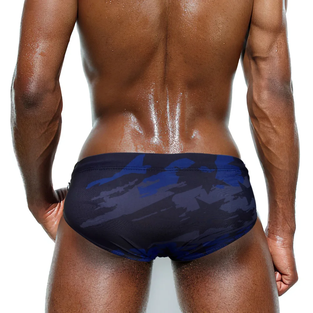 Fashion Print Pouch Padded Swimwear Man Swimming Suit Mens