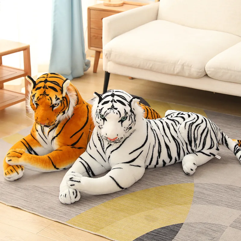 50-110cm High Quality Lifelike Tiger Plush Toys Soft Wild Animals Simulation White Yellow Tiger Doll Home Decor Gifts